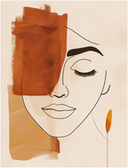 Découvrez l’affiche Terra, un visage abstrait aux tons terracotta, ocre et beige. Une décoration murale moderne et chaleureuse, disponible en A4, A3 et A2.